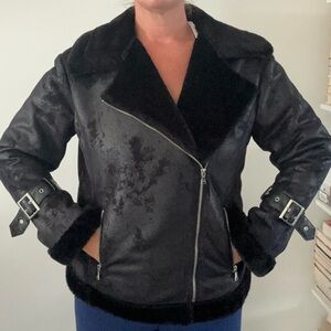 Express Suede and Faux Fur Coat
